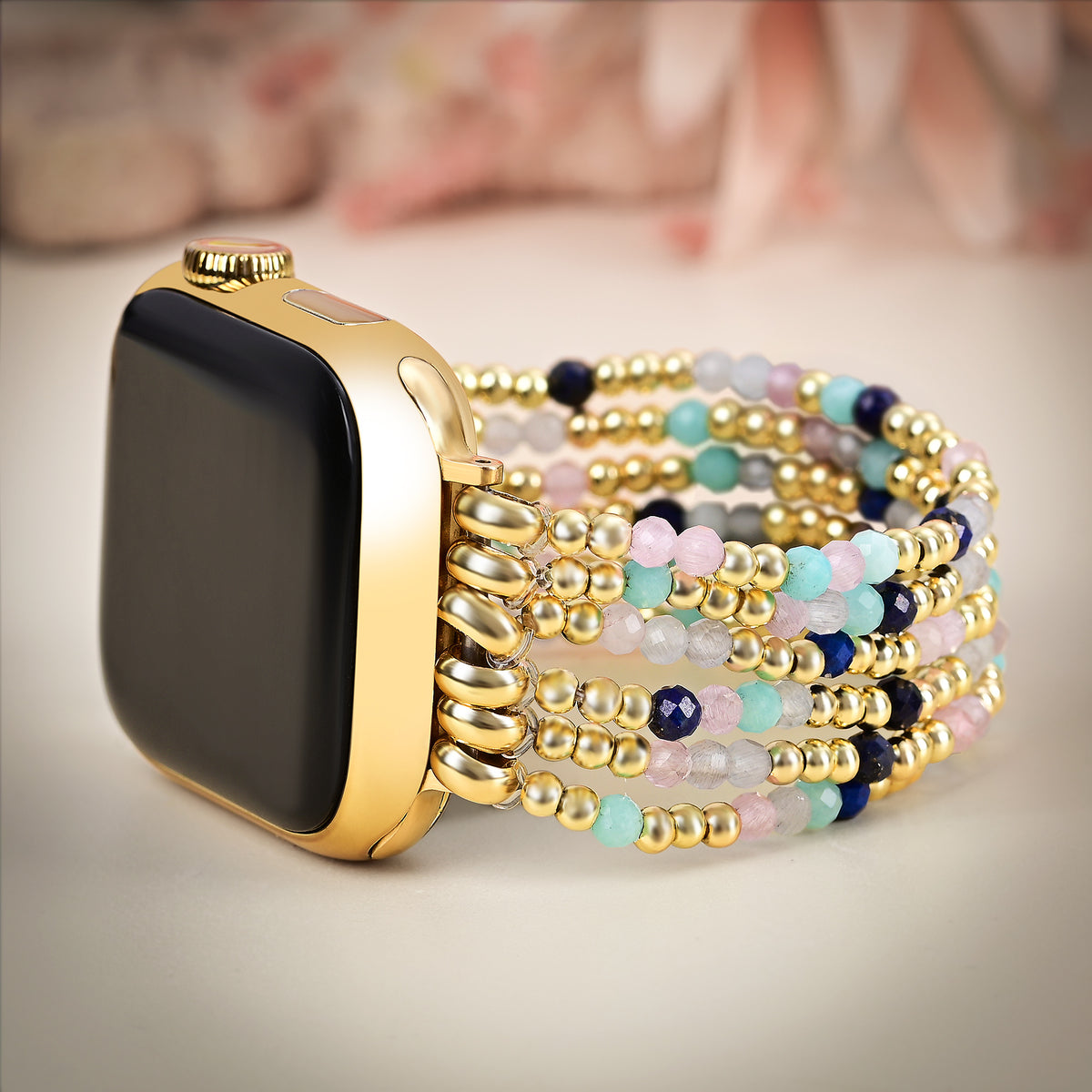 Jewel Lapis Amazonite Stretch Apple Watch Strap