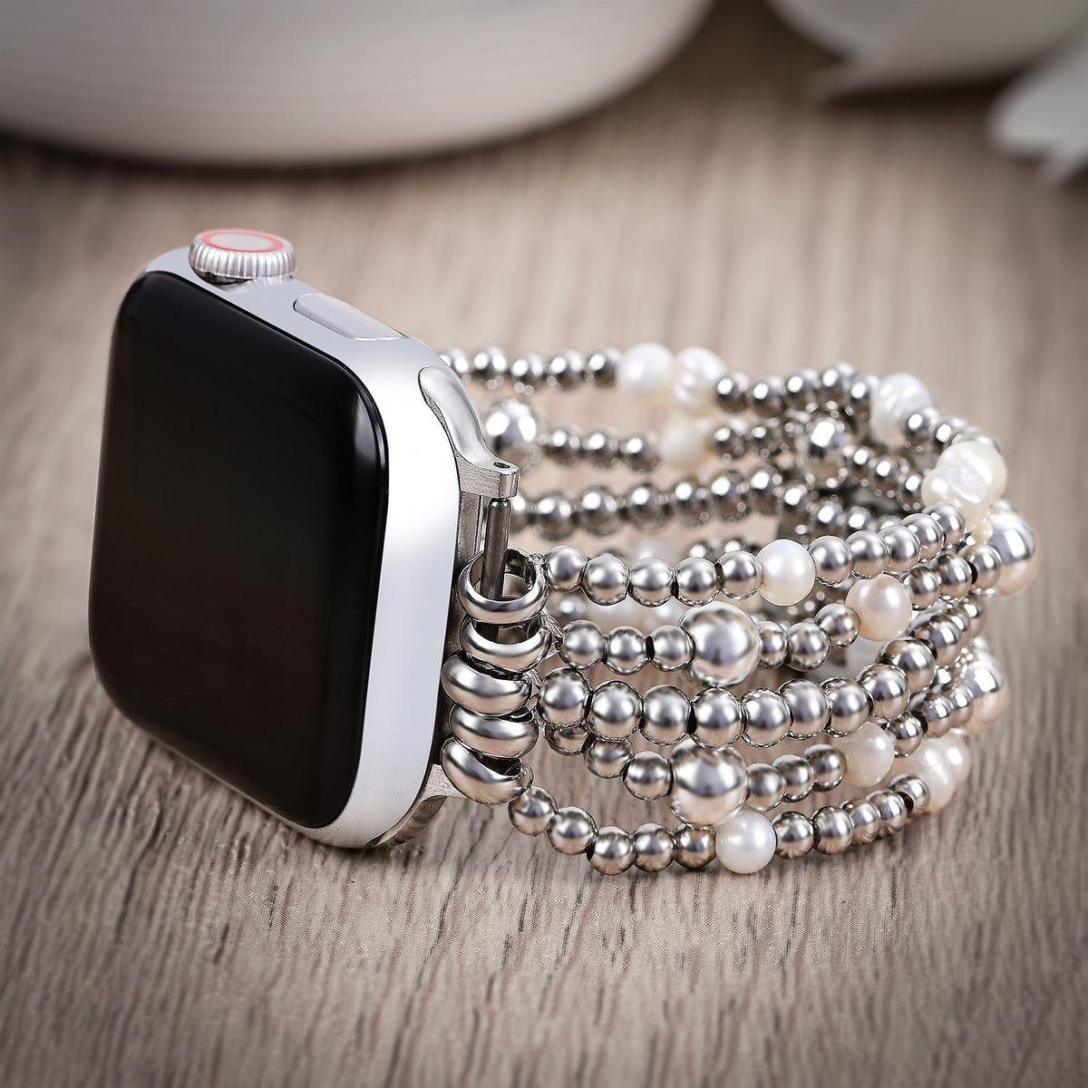 Shimmering Pearl Stretch Apple Watch Strap