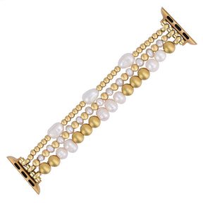 Golden Freshwater Pearl Stretch Apple Watch Strap