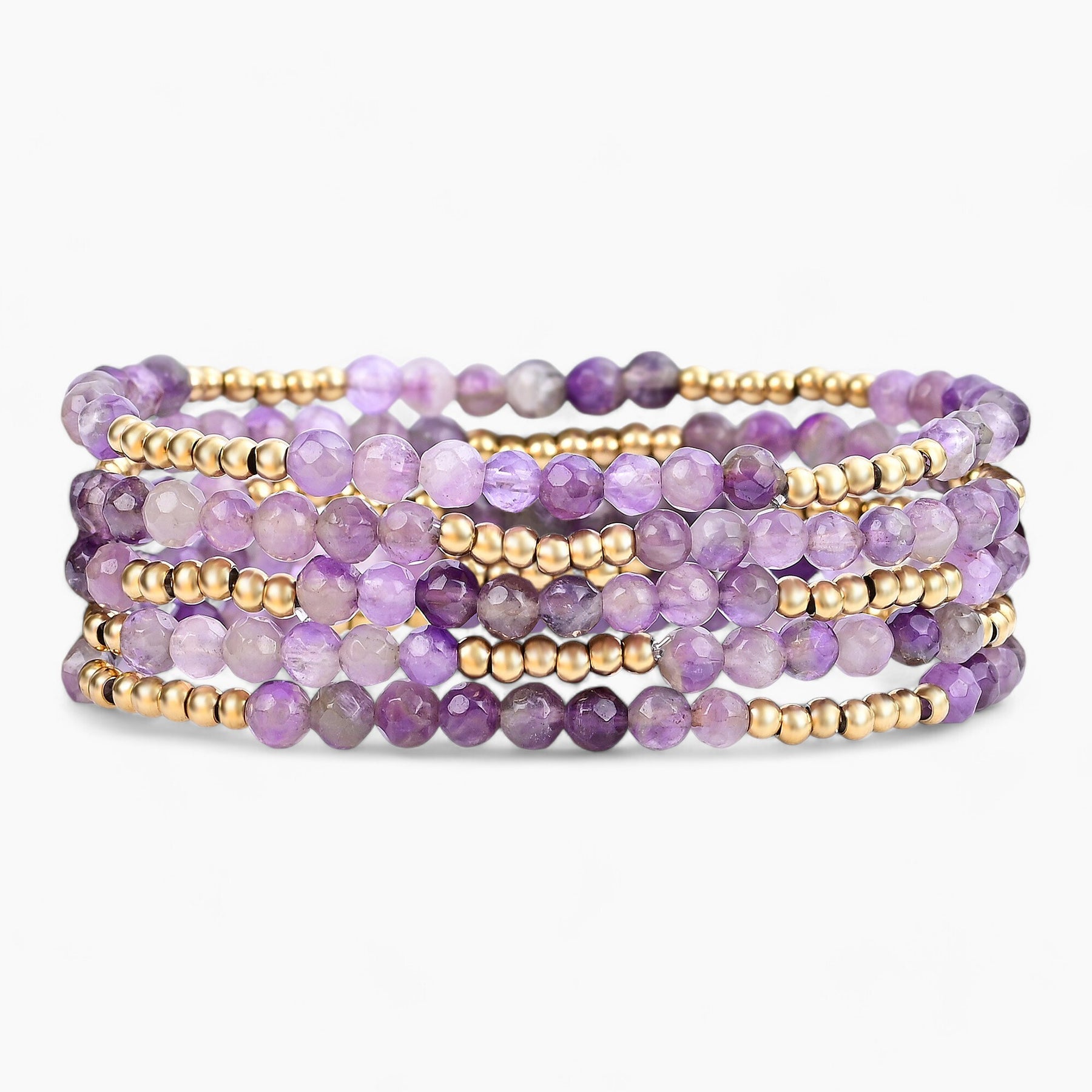 Golden Violet Amethyst Bracelet Set