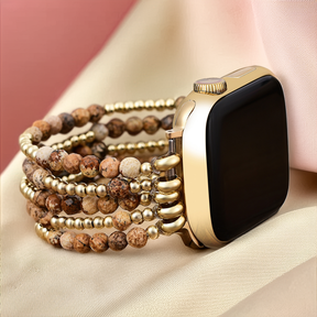 Stretch-Armband Apple Watch Golden Earth Jasper“