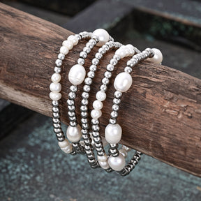 Perlen- und Silberarmband-Set