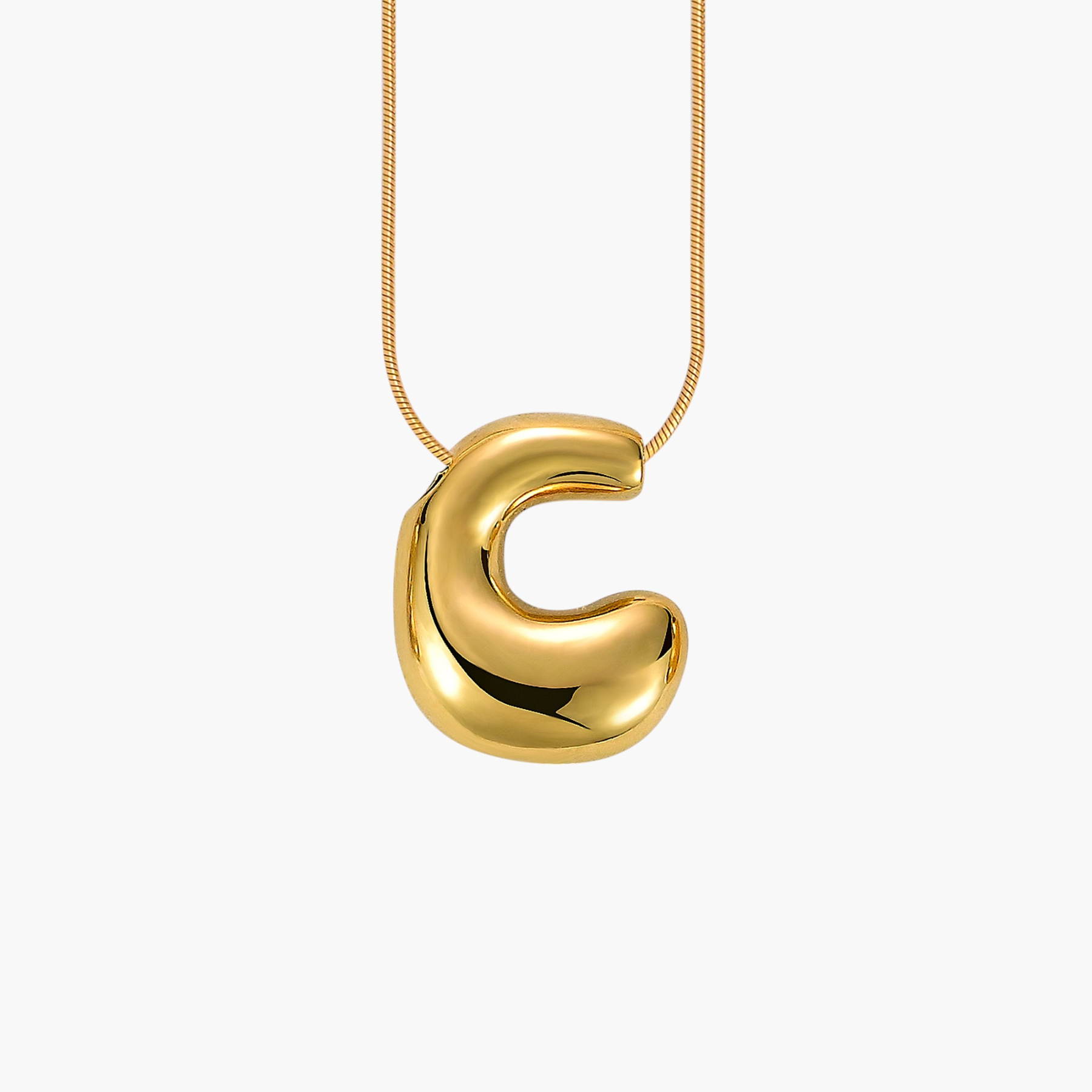 Golden Glow Bubble Letter Initial Necklace