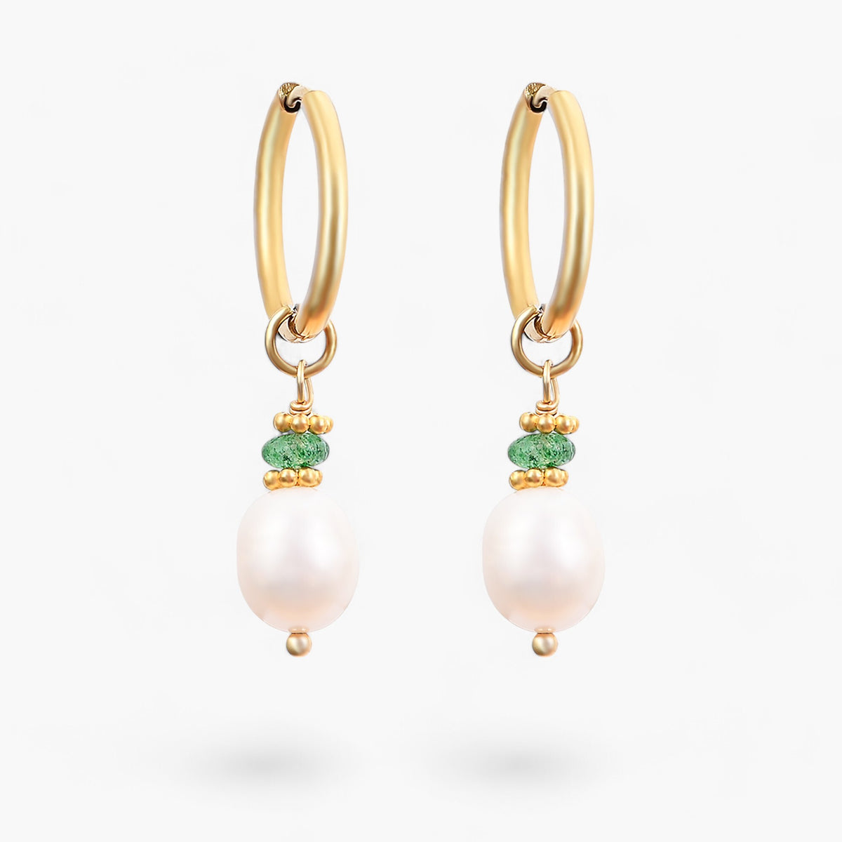 Golden Grace Pearl & Agate Hoop Earrings