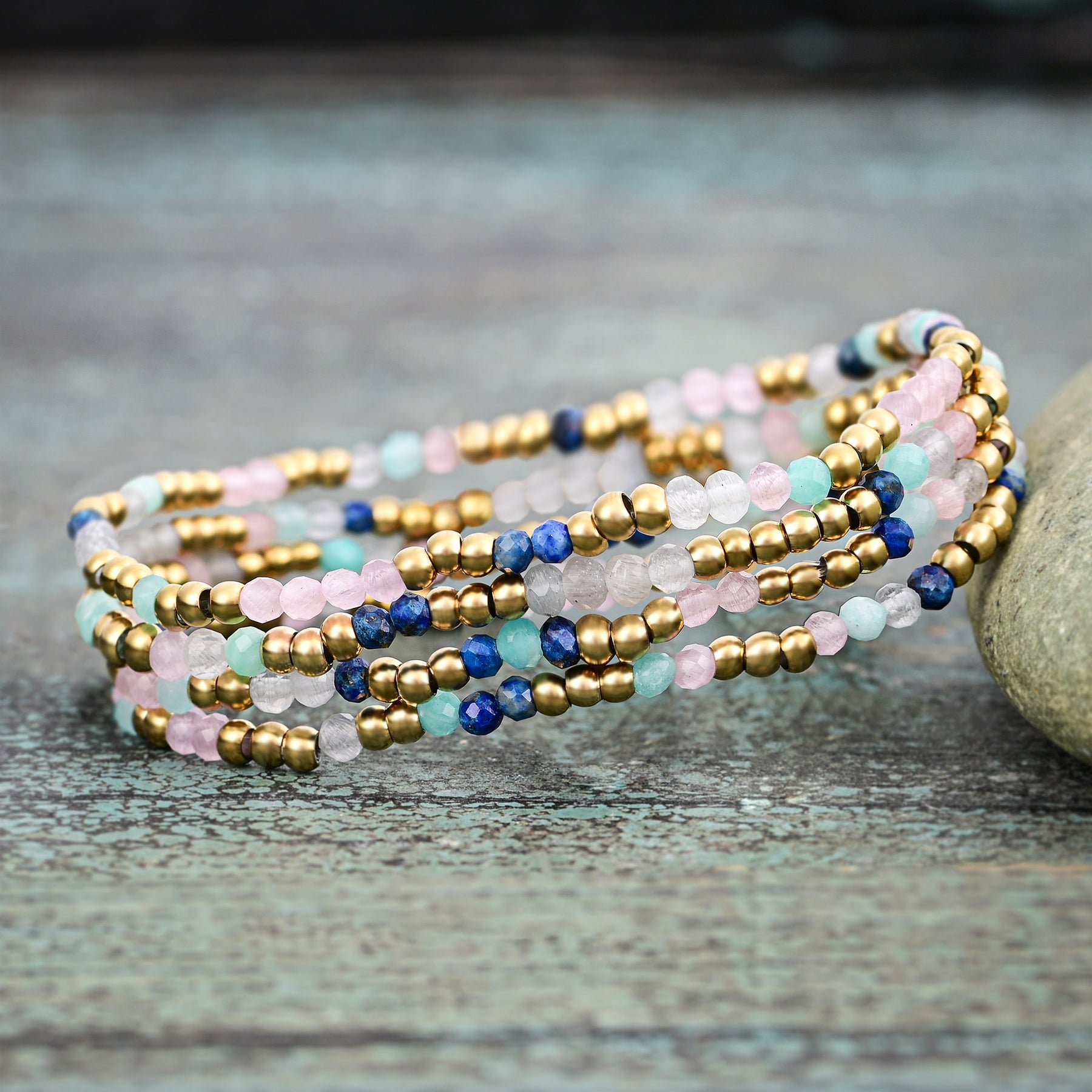 Jewel Lapis Amazonite Bracelet Set