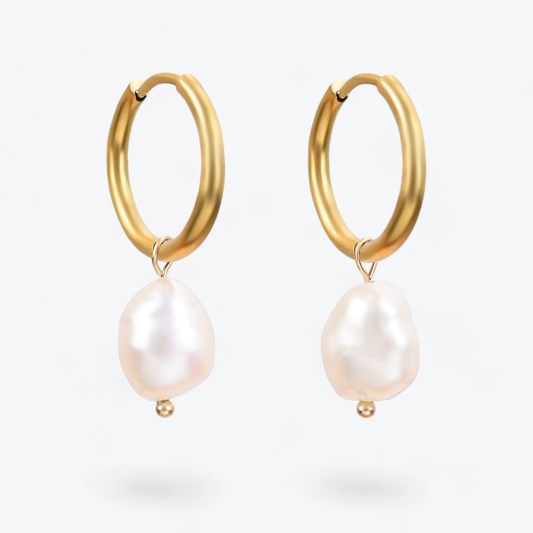 Pearl Charm Hoop Earrings