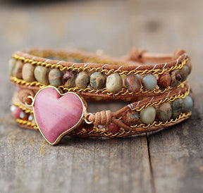 Rhodonite Love Protection Wrap Bracelet - Cape Diablo